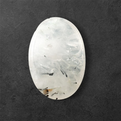 Quartz with tourmaline cabochon carving 29x19 mm no 23 Quartz with tourmaline cabochon carving 29x19 mm no 23