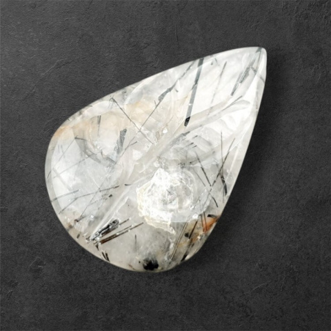 Quartz with tourmaline cabochon carving 29x19 mm no 48 Quartz with tourmaline cabochon carving 29x19 mm no 48