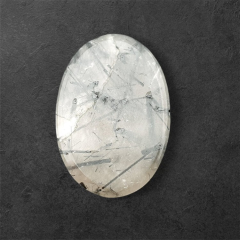Quartz with tourmaline carved cabochon 29x20 mm no 39 Quartz with tourmaline carved cabochon 29x20 mm no 39