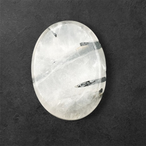 Quartz with tourmaline carved cabochon 29x21 mm no 17 Quartz with tourmaline carved cabochon 29x21 mm no 17