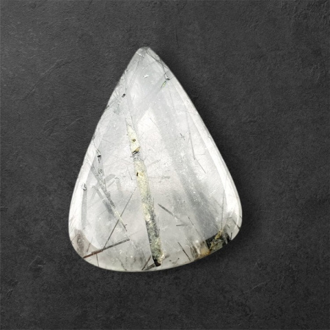 Quartz with tourmaline cabochon carving 29x21 mm no 19 Quartz with tourmaline cabochon carving 29x21 mm no 19