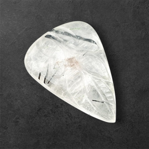 Quartz with tourmaline carved cabochon 29x21 mm no 1 Quartz with tourmaline carved cabochon 29x21 mm no 1