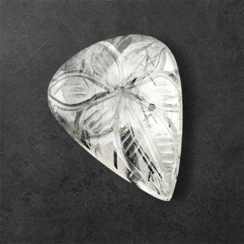 Quartz with tourmaline carved cabochon 29x23 mm no 36 Quartz with tourmaline carved cabochon 29x23 mm no 36