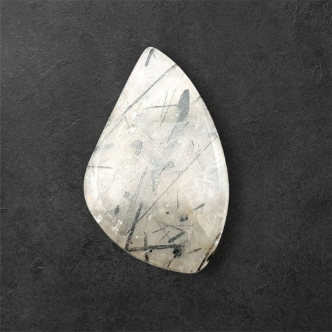 Quartz with tourmaline carved cabochon 30x18 mm no 67 Quartz with tourmaline carved cabochon 30x18 mm no 67