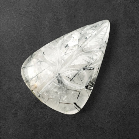 Quartz with tourmaline cabochon carving 30x20 mm no. 40 Quartz with tourmaline cabochon carving 30x20 mm no. 40