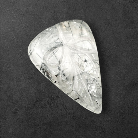 Quartz with tourmaline cabochon carving 30x20 mm no. 40 Quartz with tourmaline cabochon carving 30x20 mm no. 40