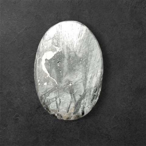 Quartz with tourmaline carved cabochon 30x20 mm no 46 Quartz with tourmaline carved cabochon 30x20 mm no 46