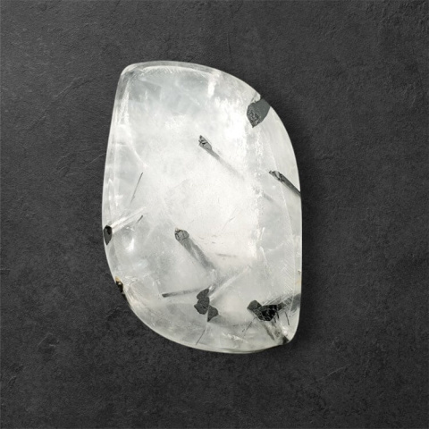 Quartz with tourmaline cabochon carving 31x19 mm no. 15 Quartz with tourmaline cabochon carving 31x19 mm no. 15
