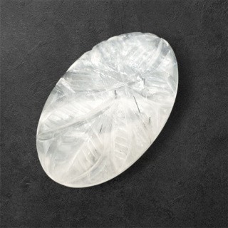 Quartz with tourmaline carved cabochon 31x19 mm no 33