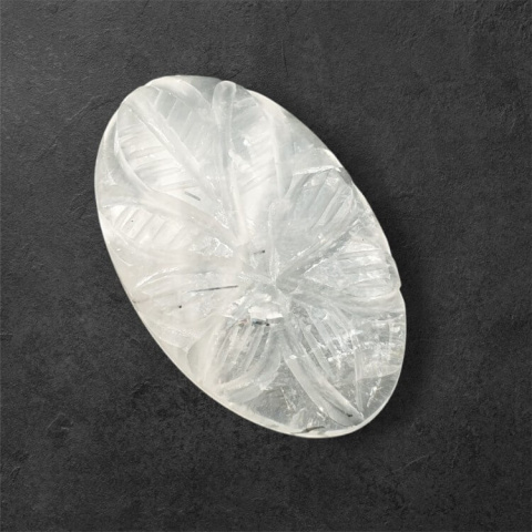 Quartz with tourmaline cabochon carving 31x19 mm no. 33 Quartz with tourmaline cabochon carving 31x19 mm no. 33