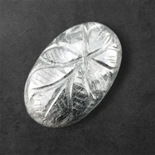 Quartz with tourmaline carved cabochon 31x20 mm no 28