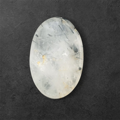 Quartz with tourmaline carved cabochon 31x20 mm no 37 Quartz with tourmaline carved cabochon 31x20 mm no 37