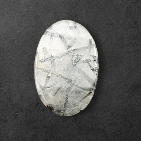 Quartz with tourmaline carved cabochon 31x20 mm no 55 Quartz with tourmaline carved cabochon 31x20 mm no 55