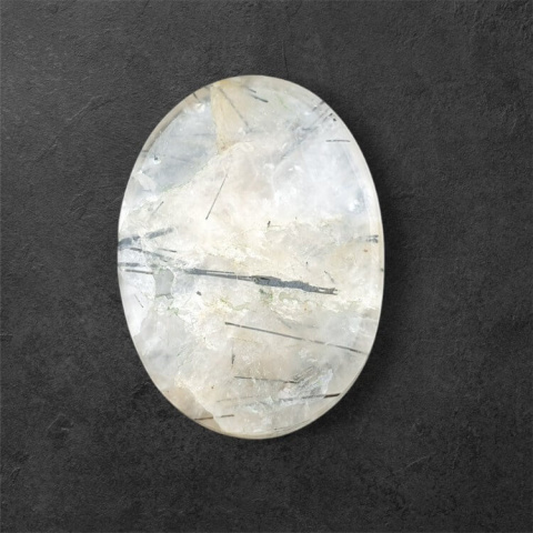 Quartz with tourmaline cabochon carving 32x23 mm no. 3 Quartz with tourmaline cabochon carving 32x23 mm no. 3