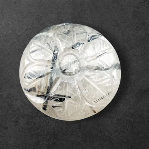 Quartz with tourmaline carved cabochon fi 25 mm no 53 Quartz with tourmaline carved cabochon fi 25 mm no 53
