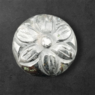 Quartz with tourmaline carved cabochon fi 26 mm no 16