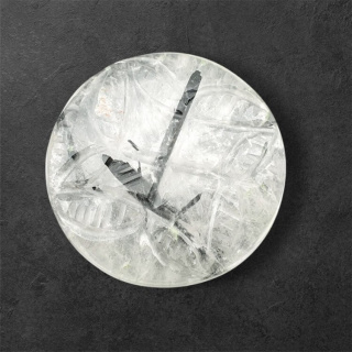 Quartz with tourmaline carved cabochon fi 26 mm no 21