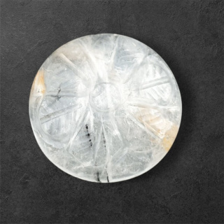 Quartz with tourmaline carved cabochon fi 26 mm no 58