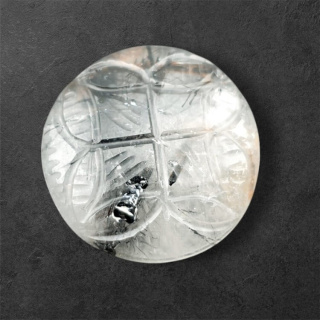 Quartz with tourmaline carved cabochon fi 26 mm no 59