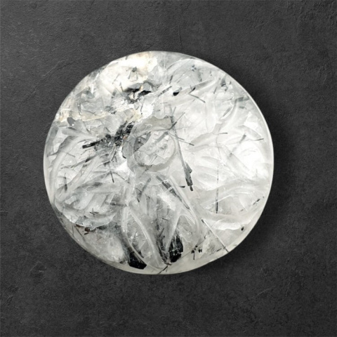 Quartz with tourmaline carved cabochon fi 27 mm no 27 Quartz with tourmaline carved cabochon fi 27 mm no 27