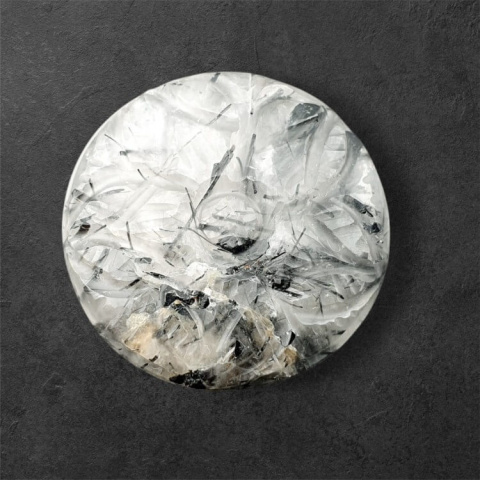 Quartz with tourmaline carved cabochon fi 27 mm no 27 Quartz with tourmaline carved cabochon fi 27 mm no 27