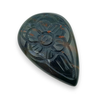 Bloodstone cabochon carving 38x26 mm no. 24