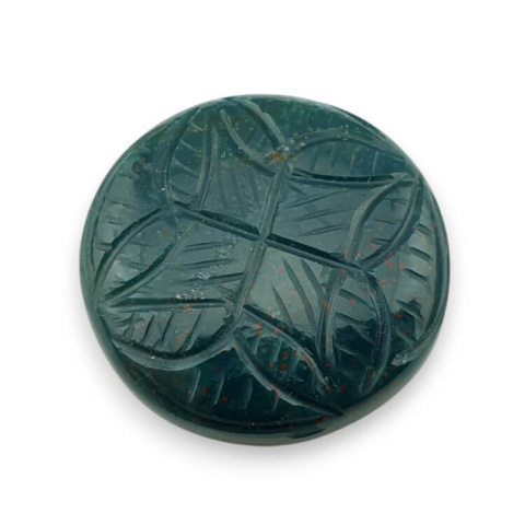Bloodstone carved cabochon dia. 26 mm no 2 Bloodstone carved cabochon dia. 26 mm no 2