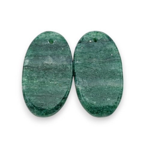Green aventurine pair of cabochons with hole 23x13 mm no P619 Green aventurine pair of cabochons with hole 23x13 mm no P619