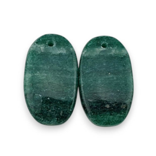 Aventurine green pair of cabochons with hole 23x13 mm no P622