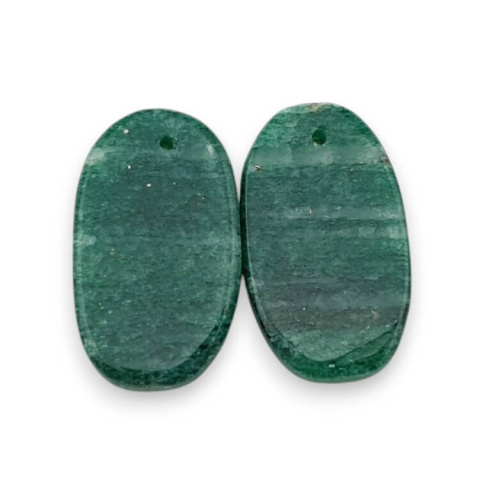 Green aventurine pair of cabochons with hole 23x13 mm no P622 Green aventurine pair of cabochons with hole 23x13 mm no P622
