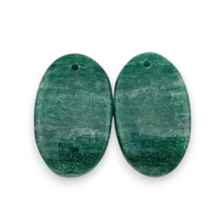 Aventurine green pair of cabochons with hole 23x14 mm no P615