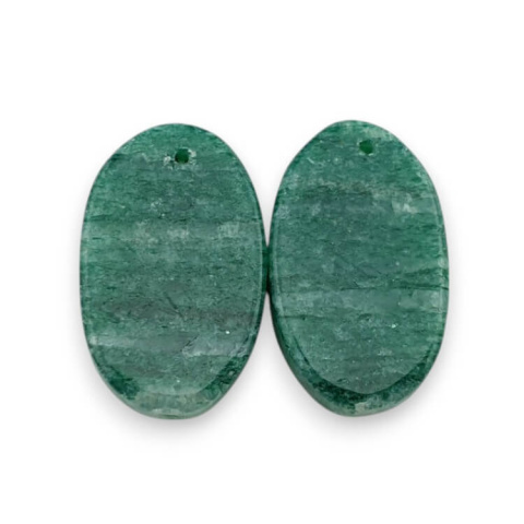 Aventurine green pair of cabochons with hole 23x14 mm no P615 Aventurine green pair of cabochons with hole 23x14 mm no P615