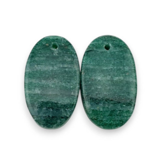 Aventurine green pair of cabochons with hole 23x14 mm no P618