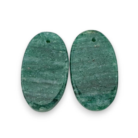 Green aventurine pair of cabochons with hole 23x14 mm no P618 Green aventurine pair of cabochons with hole 23x14 mm no P618