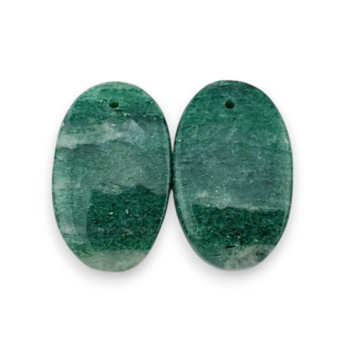 Aventurine green pair of cabochons with hole 23x5 mm no P614 Aventurine green pair of cabochons with hole 23x5 mm no P614