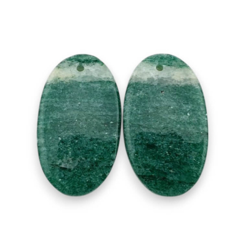 Green aventurine pair of cabochons with hole 24x14 mm no P616 Green aventurine pair of cabochons with hole 24x14 mm no P616