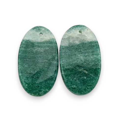 Green aventurine pair of cabochons with hole 24x14 mm no P616 Green aventurine pair of cabochons with hole 24x14 mm no P616