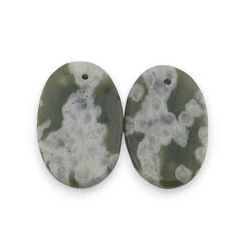 Jadeite peace pair of cabochons with hole 19x13 mm no. P548 Jadeite peace pair of cabochons with hole 19x13 mm no. P548