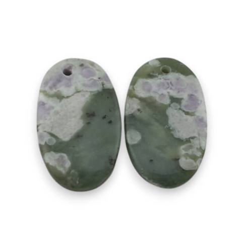 Jadeite peace pair of cabochons with hole 21x13 mm no. P542 Jadeite peace pair of cabochons with hole 21x13 mm no. P542