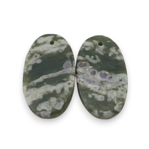 Jade peace pair of cabochons with hole 22x13 mm no. P549 Jade peace pair of cabochons with hole 22x13 mm no. P549
