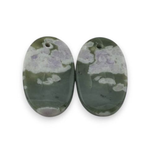 Jade peace pair of cabochons with hole 22x14 mm no. P541 Jade peace pair of cabochons with hole 22x14 mm no. P541