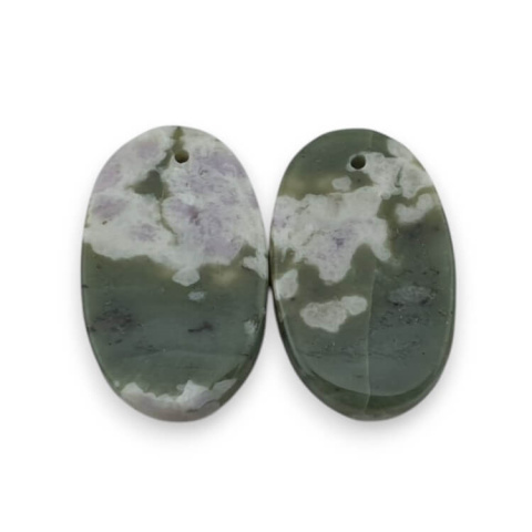 Jade peace pair of cabochons with hole 22x14 mm no. P541 Jade peace pair of cabochons with hole 22x14 mm no. P541