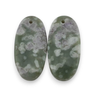 Jade peace pair of cabochons with hole 23x11 mm no P535