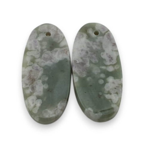 Jade peace pair of cabochons with hole 23x11 mm no P535 Jade peace pair of cabochons with hole 23x11 mm no P535