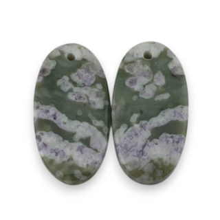 Jade peace pair of cabochons with hole 23x11 mm no P537