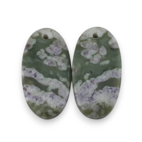 Jadeite peace pair of cabochons with hole 23x11 mm no. P537 Jadeite peace pair of cabochons with hole 23x11 mm no. P537