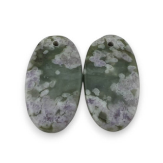 Jade peace pair of cabochons with hole 23x12 mm no P532