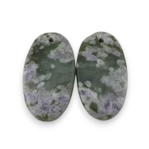 Jade peace pair of cabochons with hole 23x12 mm no P532 Jade peace pair of cabochons with hole 23x12 mm no P532