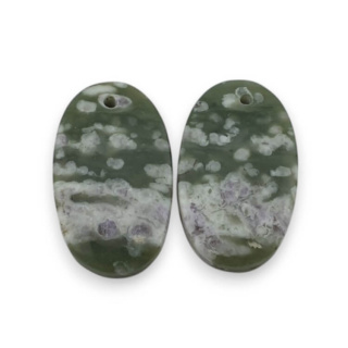 Jade peace pair of cabochons with hole 23x13 mm no P514
