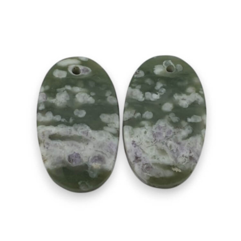Jadeite peace pair of cabochons with hole 23x13 mm no. P514 Jadeite peace pair of cabochons with hole 23x13 mm no. P514